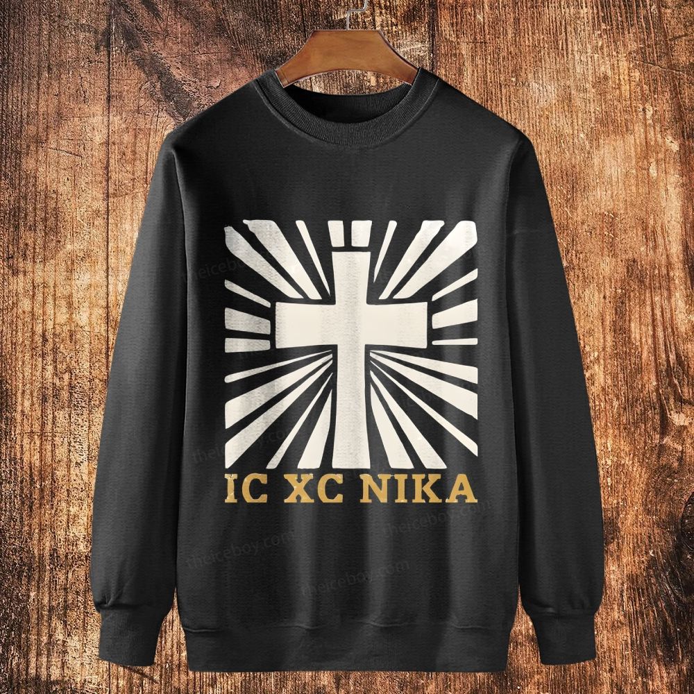 Ic Xc Nika Cross Cotton Crewneck Sweatshirt