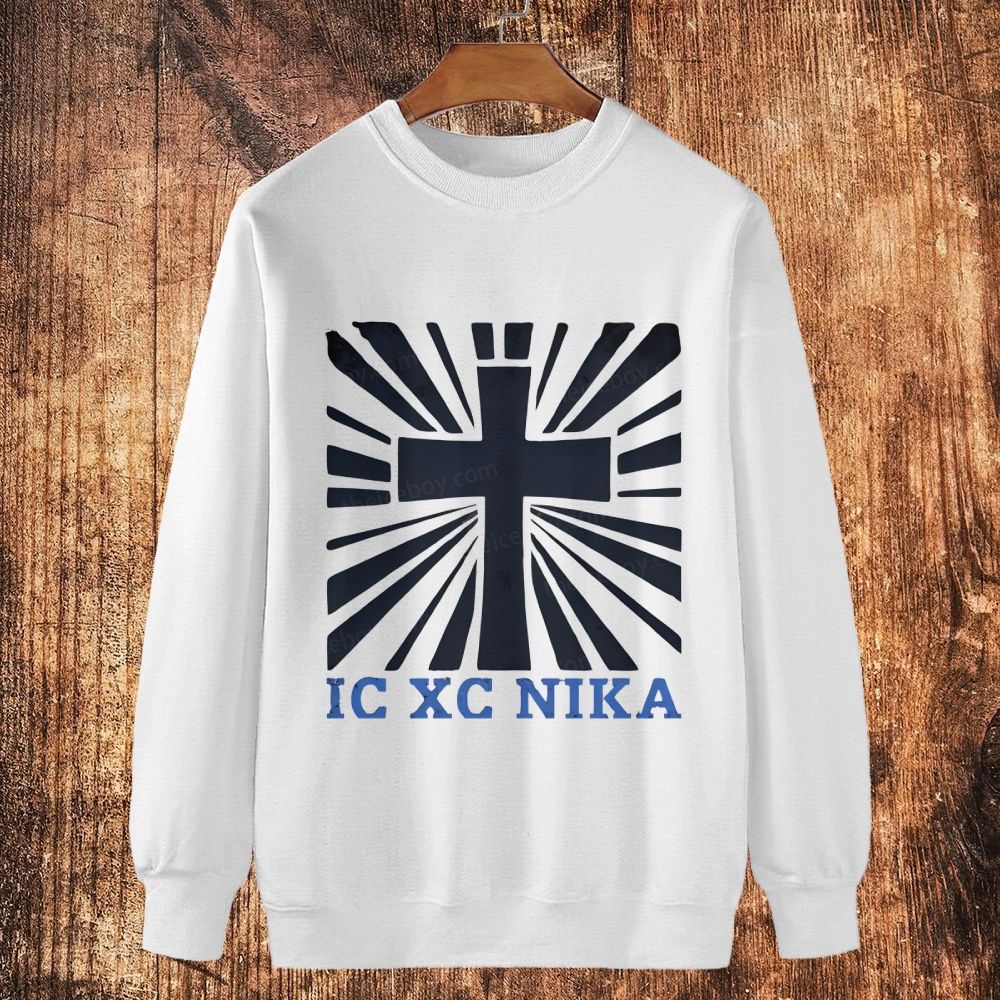 Ic Xc Nika Cross Cotton Crewneck Sweatshirt