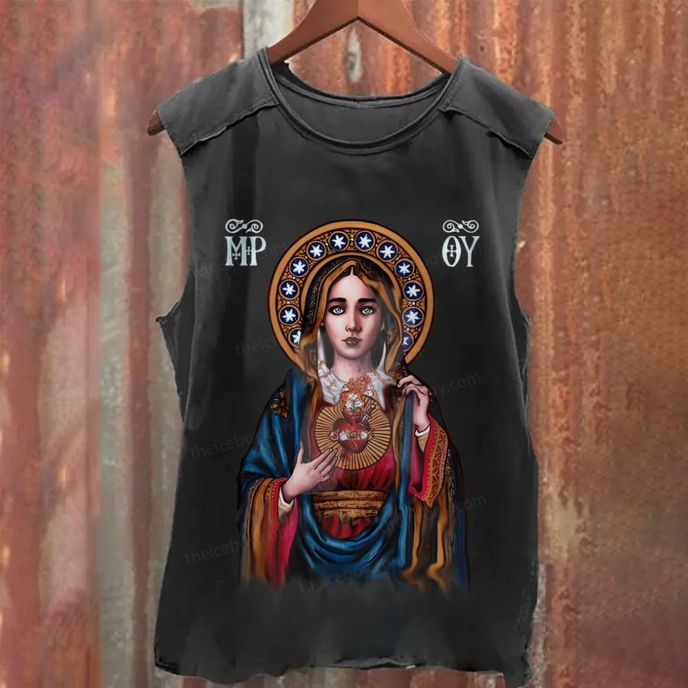 Our Lady Of Mercy Maria Washed Tank Top