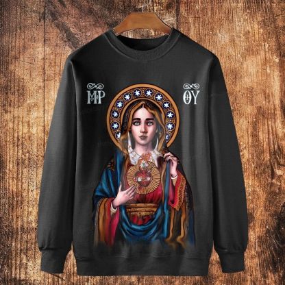 Our Lady Of Mercy Maria Cotton Crewneck Sweatshirt