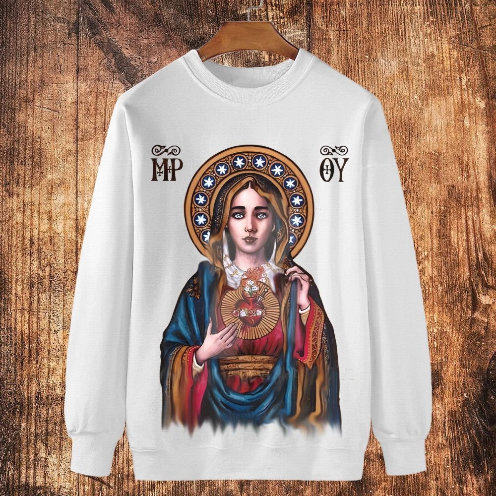 Our Lady Of Mercy Maria Cotton Crewneck Sweatshirt
