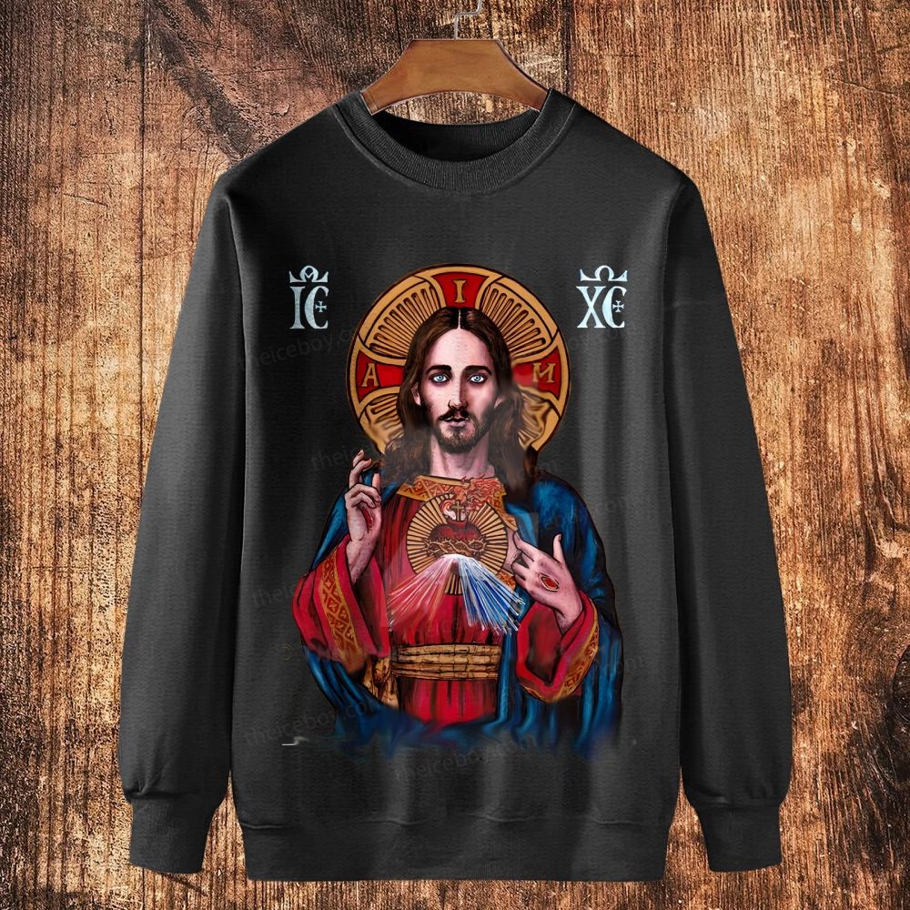 Holy Jesus Christ Victory Cotton Crewneck Sweatshirt