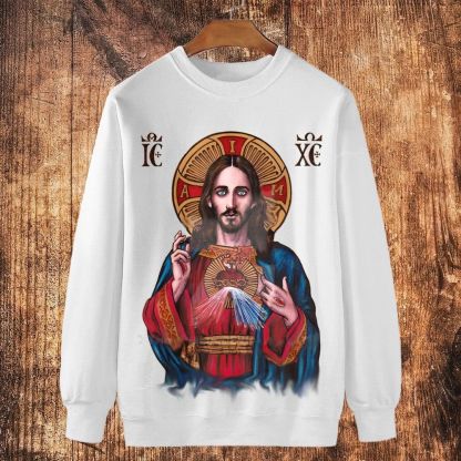 Holy Jesus Christ Victory Cotton Crewneck Sweatshirt