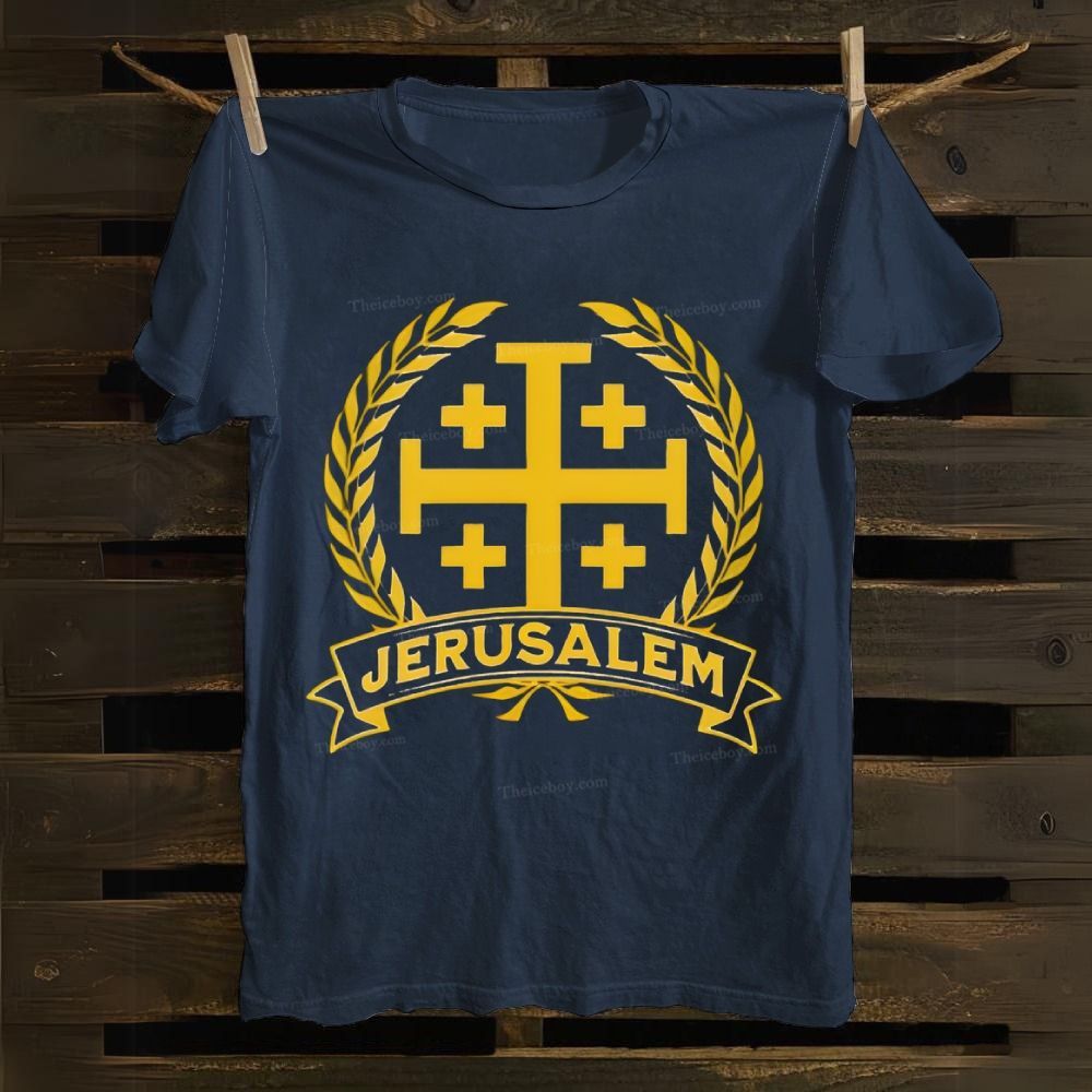 Jerusalem Cross Medieval Kingdom of Jerusalem Symbol Cotton T-shirt