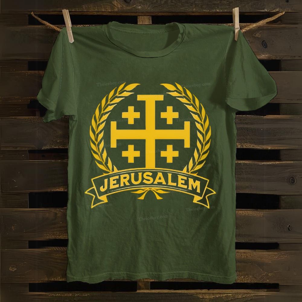 Jerusalem Cross Medieval Kingdom of Jerusalem Symbol Cotton T-shirt