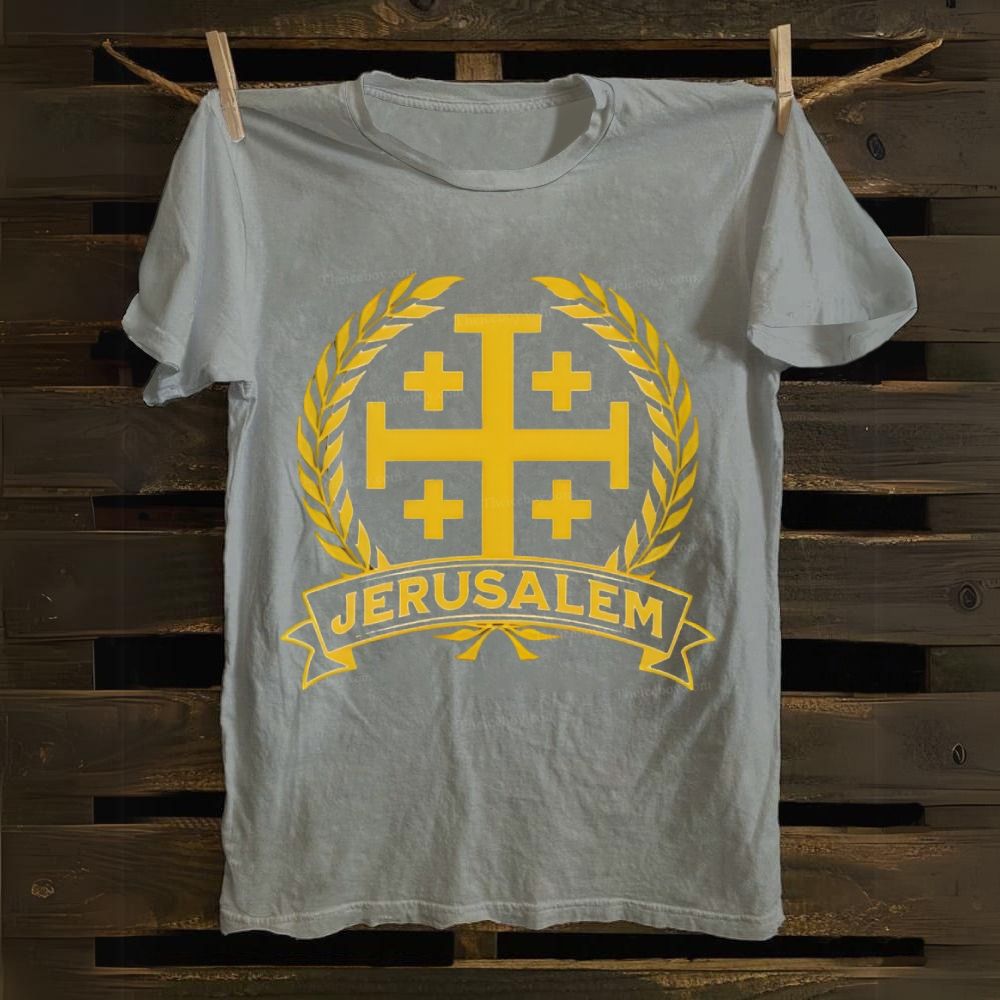 Jerusalem Cross Medieval Kingdom of Jerusalem Symbol Cotton T-shirt