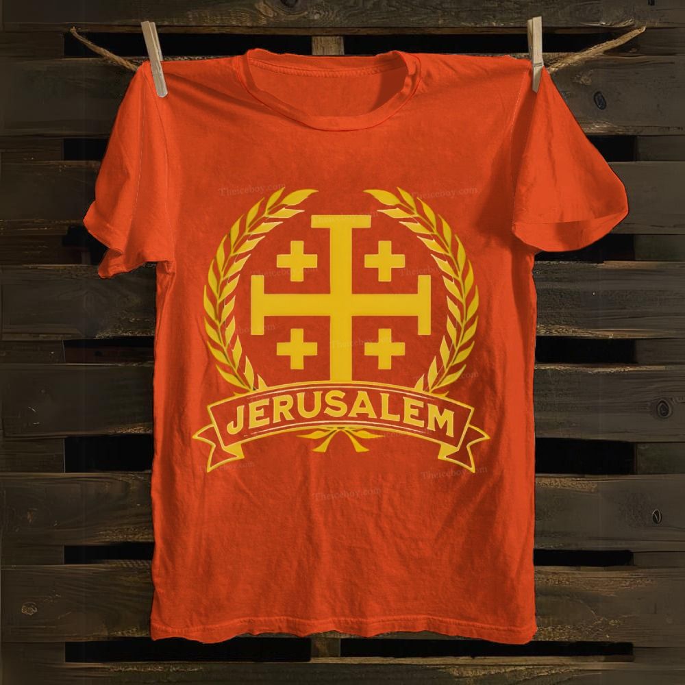 Jerusalem Cross Medieval Kingdom of Jerusalem Symbol Cotton T-shirt