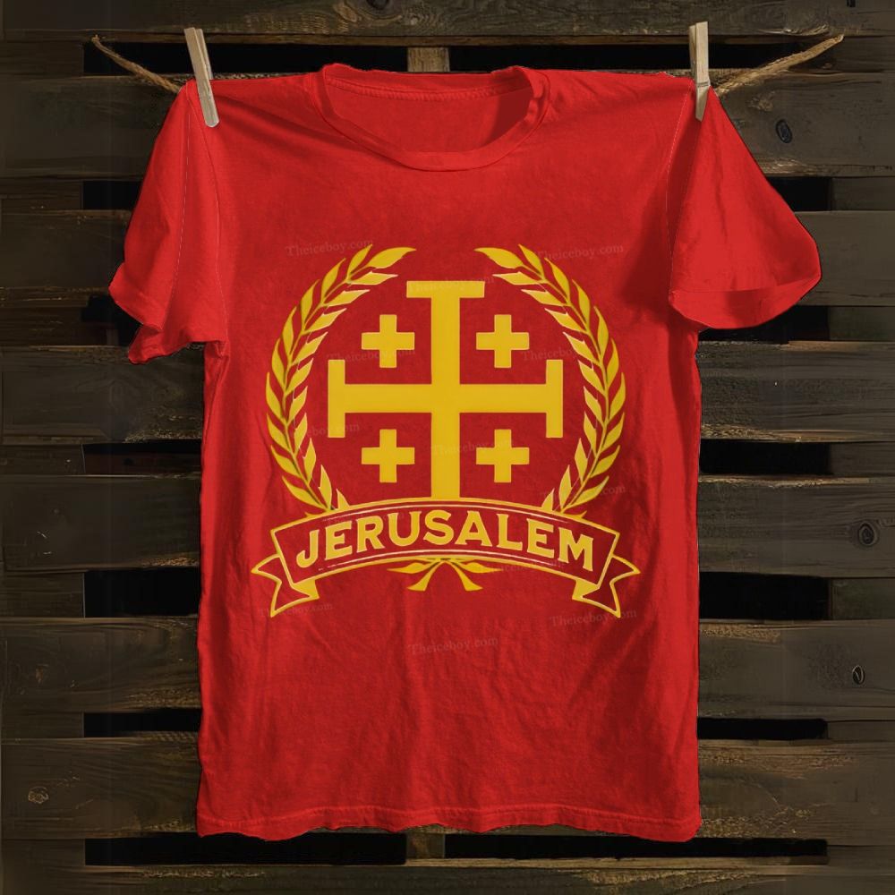 Jerusalem Cross Medieval Kingdom of Jerusalem Symbol Cotton T-shirt