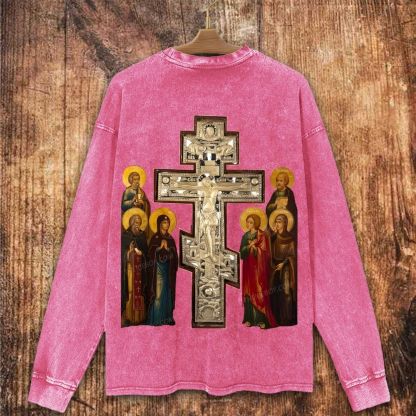 Orthodox Christ saints Christian Washed Sweatshirt