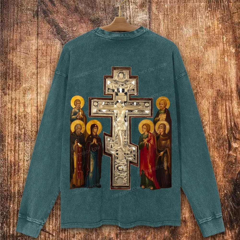 Orthodox Christ saints Christian Washed Sweatshirt