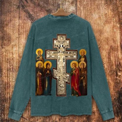 Orthodox Christ saints Christian Washed Sweatshirt