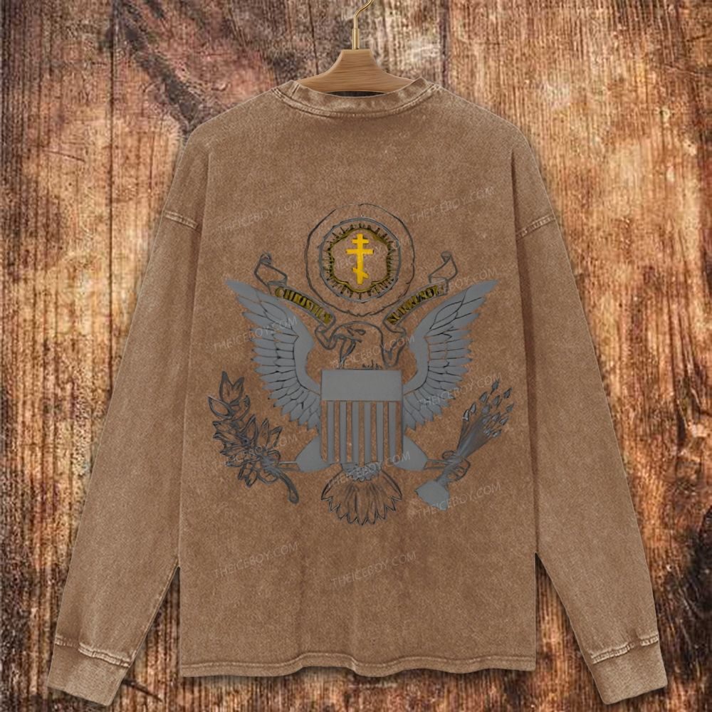 Orthodox Christian Great Seal of America Christian Washed Sweatshirt