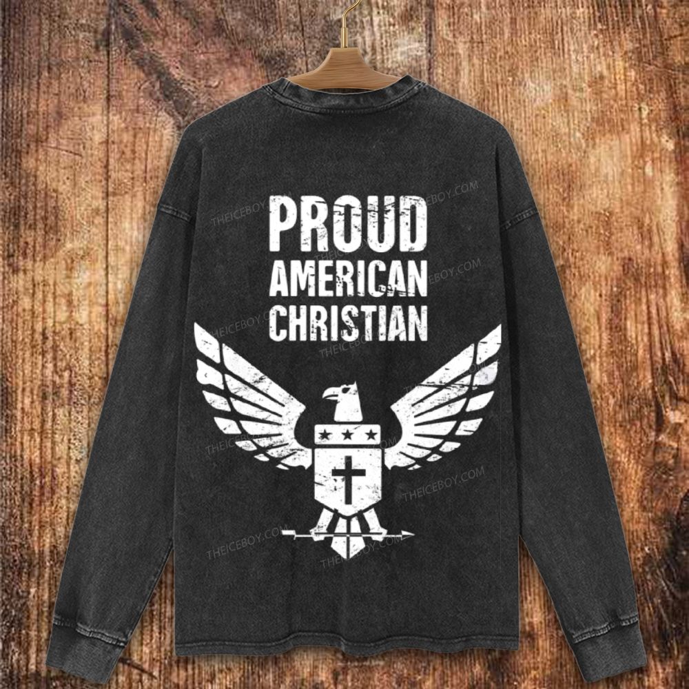 Proud American Christian Washed Sweatshirt