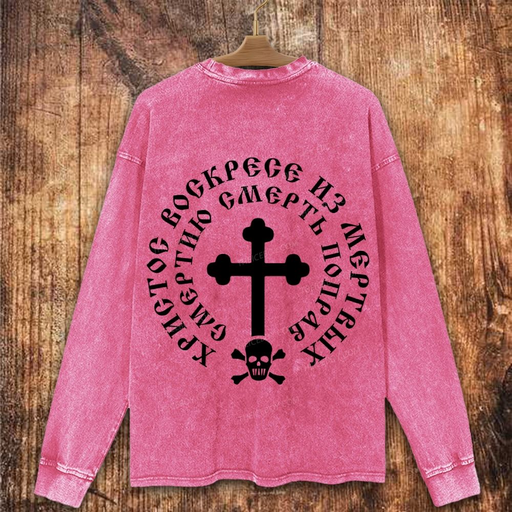 Skull and Cross Christian Washed Sweatshirt