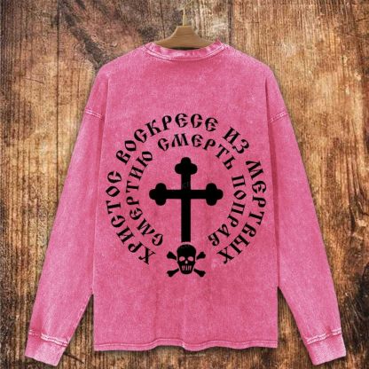 Skull and Cross Christian Washed Sweatshirt