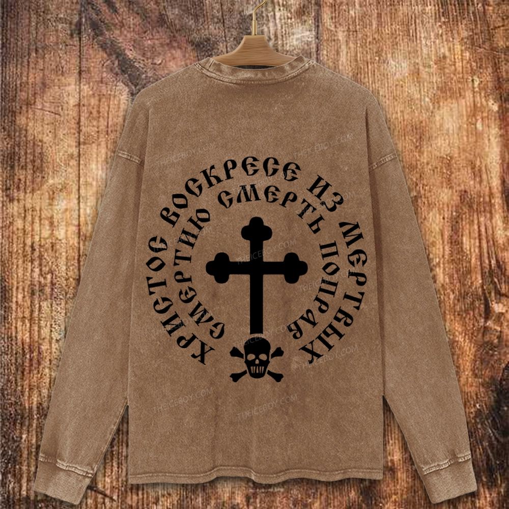 Skull and Cross Christian Washed Sweatshirt