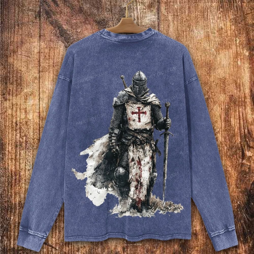 Knight of the Cross Christian Washed Sweatshirt