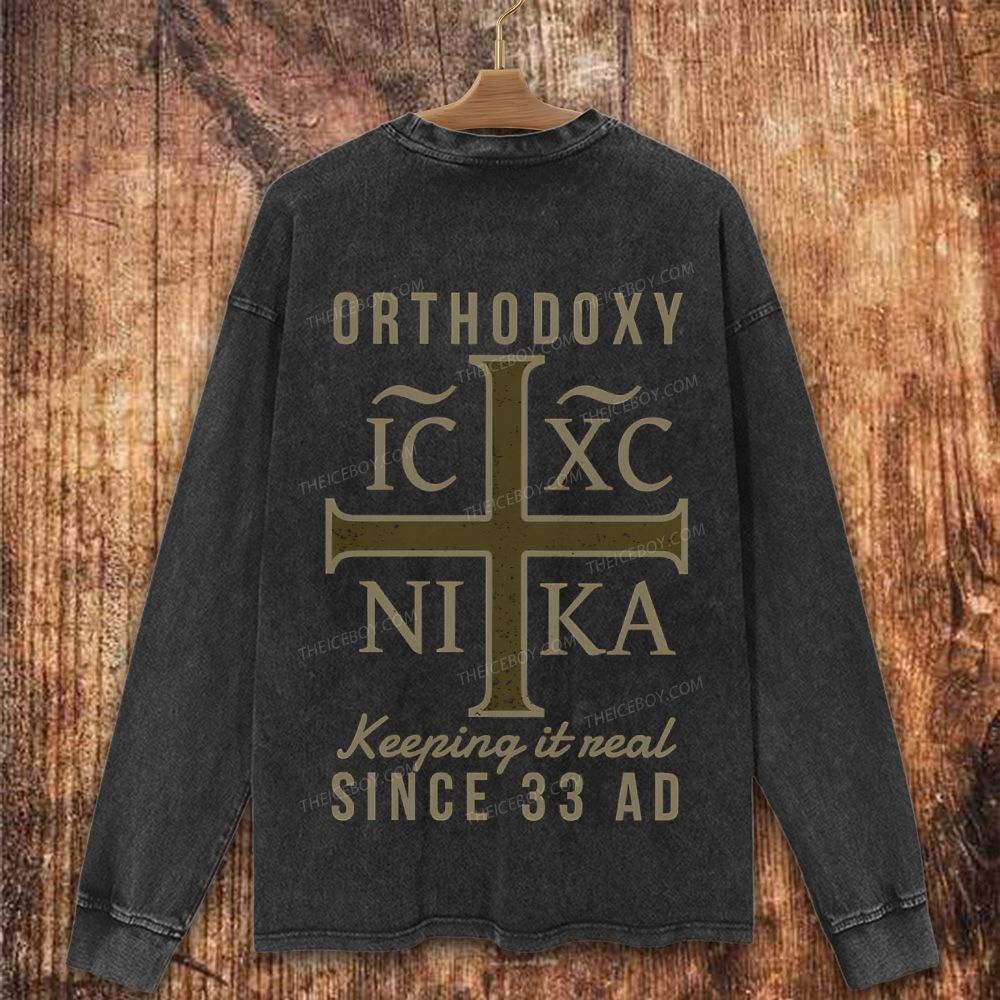 IC XC NIKA Eastern Orthodox Church Christian Washed Sweatshirt