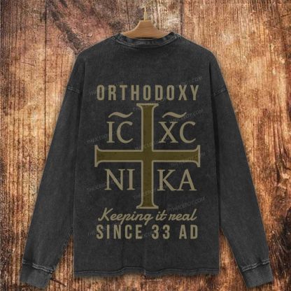 IC XC NIKA Eastern Orthodox Church Christian Washed Sweatshirt