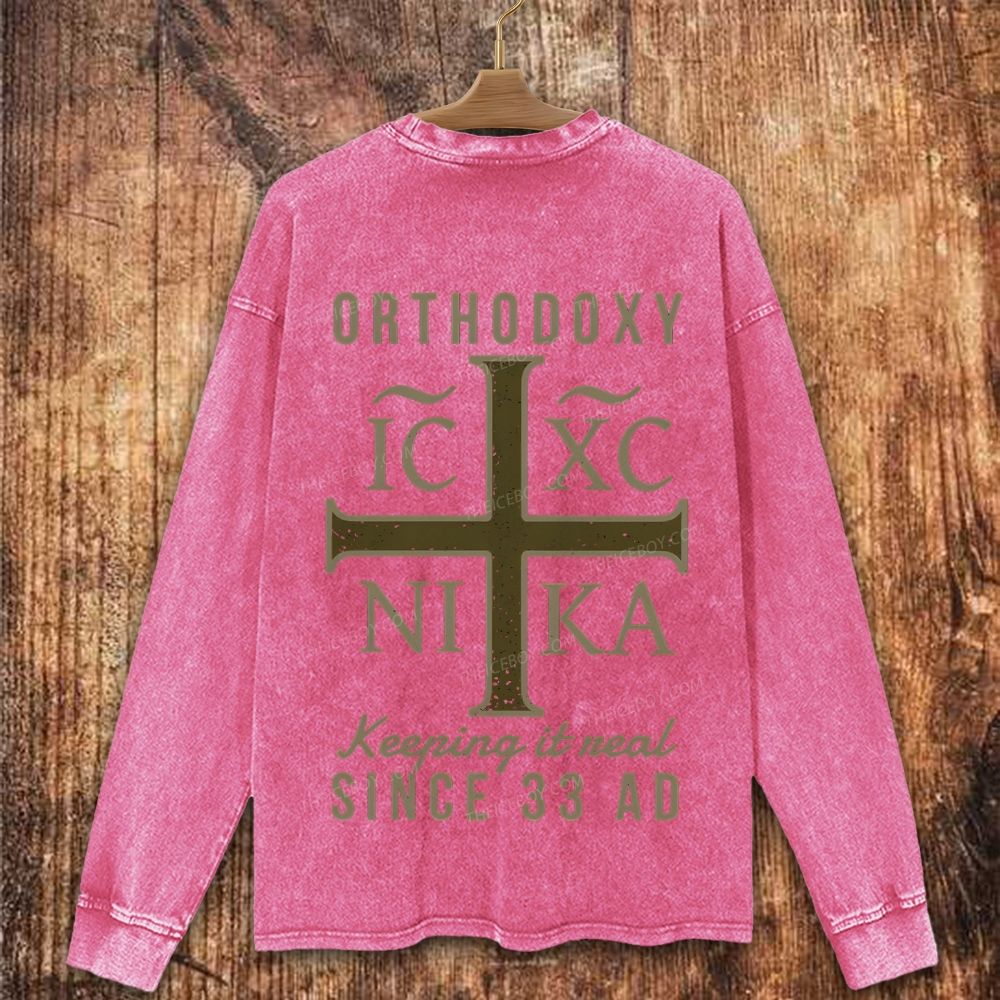 IC XC NIKA Eastern Orthodox Church Christian Washed Sweatshirt