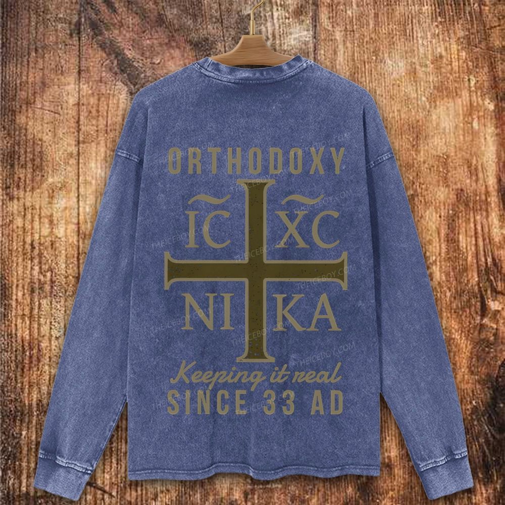 IC XC NIKA Eastern Orthodox Church Christian Washed Sweatshirt