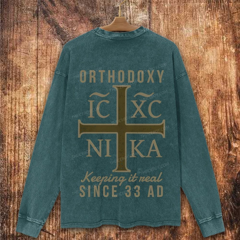 IC XC NIKA Eastern Orthodox Church Christian Washed Sweatshirt