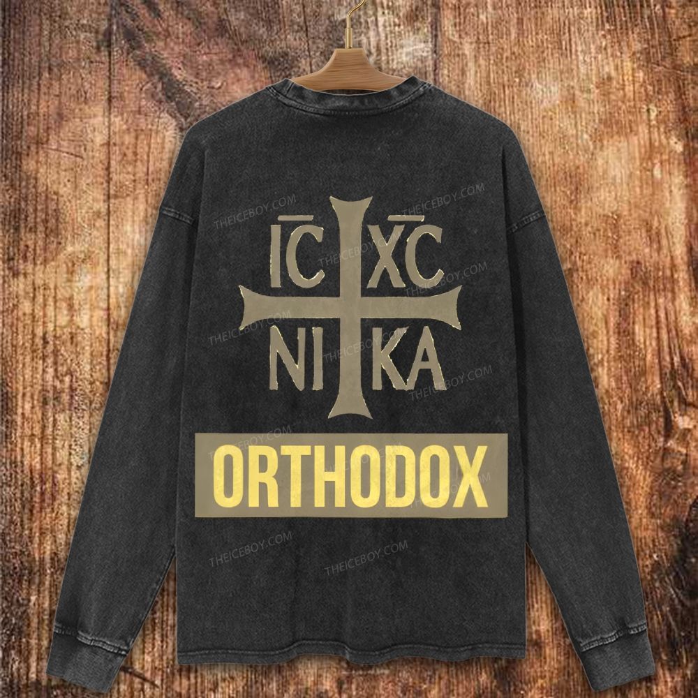 Orthodox Christian cross Christian Washed Sweatshirt