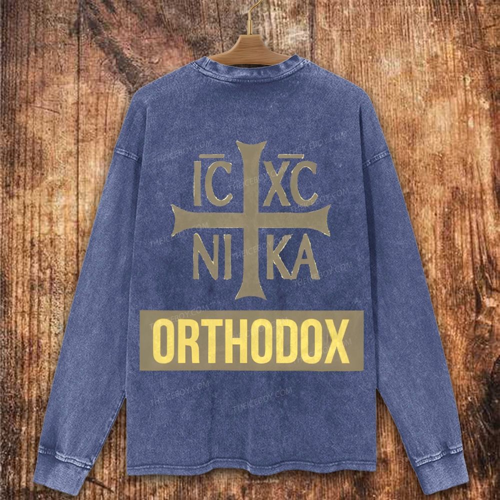 Orthodox Christian cross Christian Washed Sweatshirt