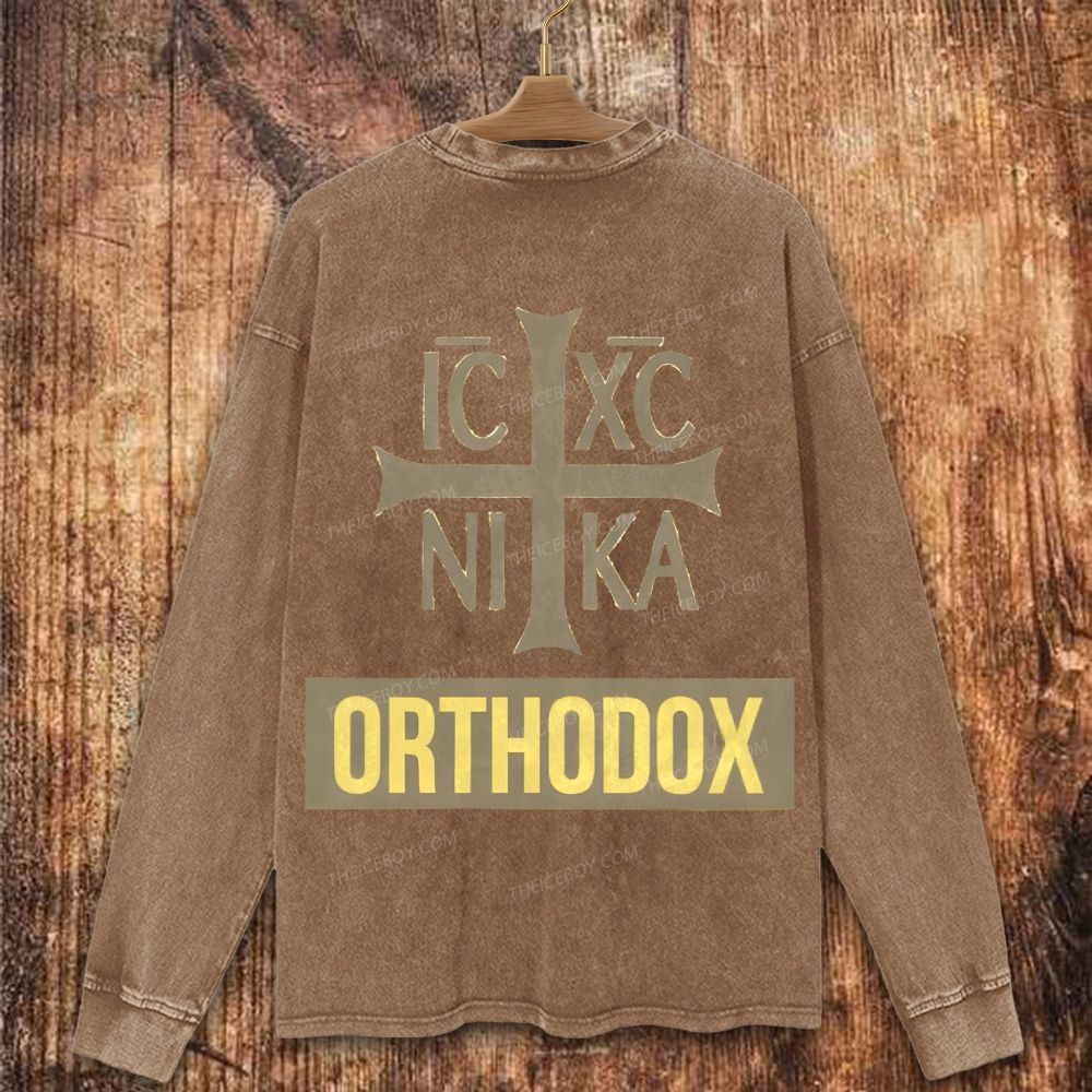 Orthodox Christian cross Christian Washed Sweatshirt
