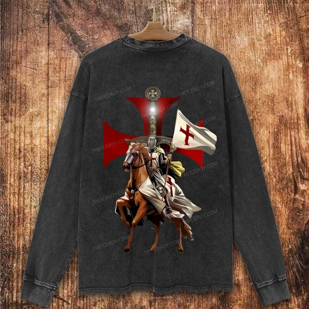 Cross&Crusade Print Christian Washed Sweatshirt