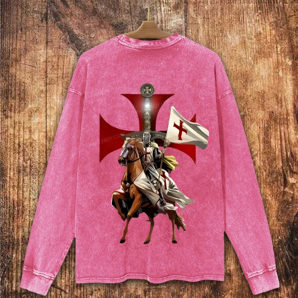 Cross&Crusade Print Christian Washed Sweatshirt