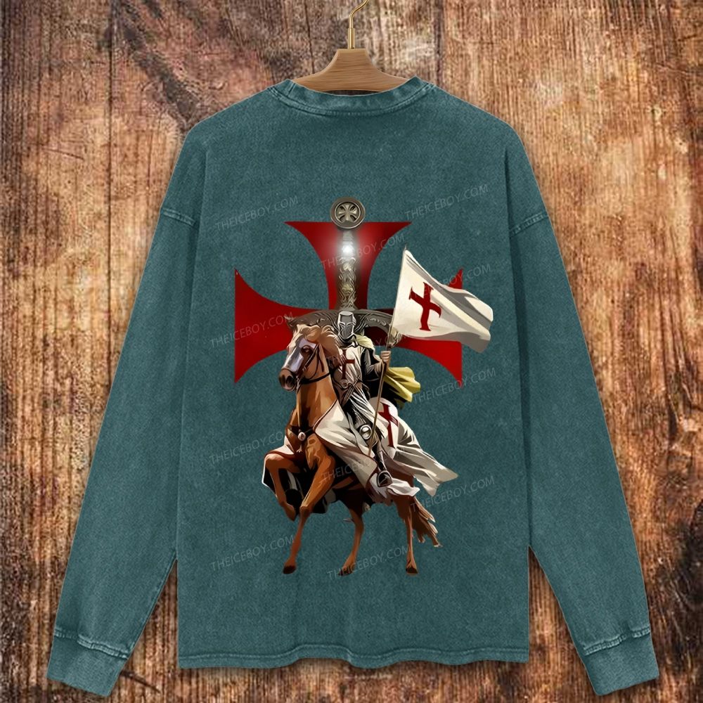 Cross&Crusade Print Christian Washed Sweatshirt