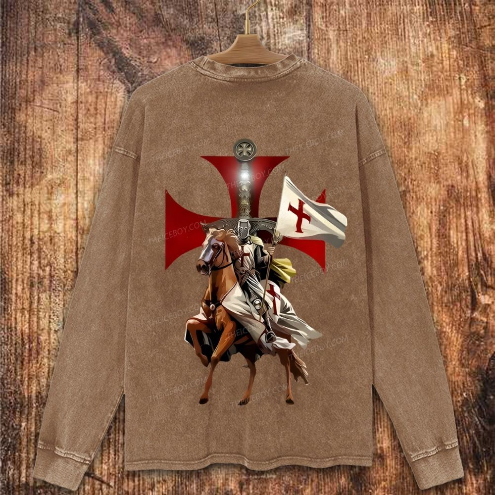 Cross&Crusade Print Christian Washed Sweatshirt