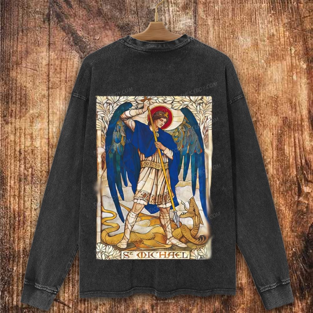 St Michael the Archangel Christian Washed Sweatshirt