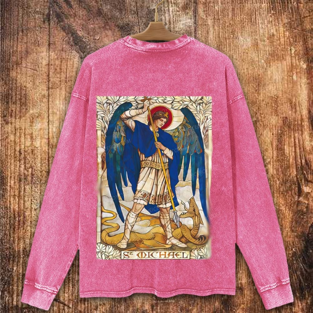 St Michael the Archangel Christian Washed Sweatshirt