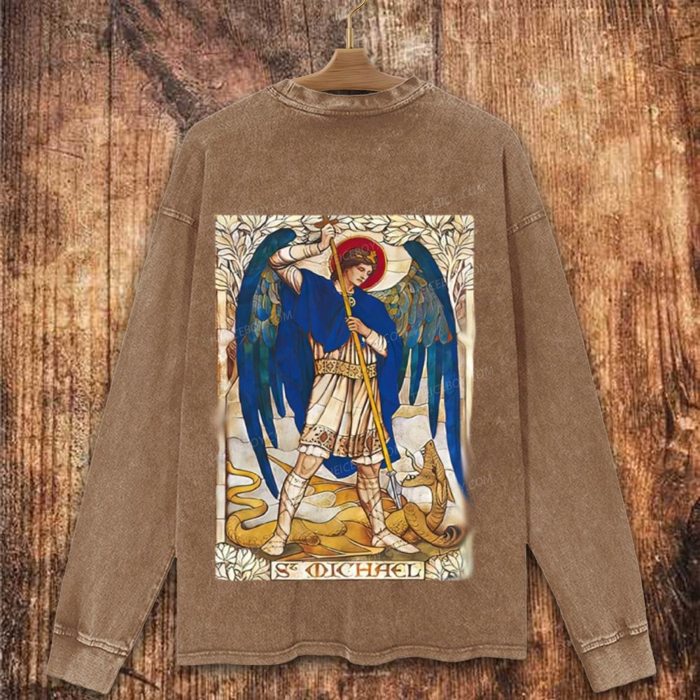 St Michael the Archangel Christian Washed Sweatshirt