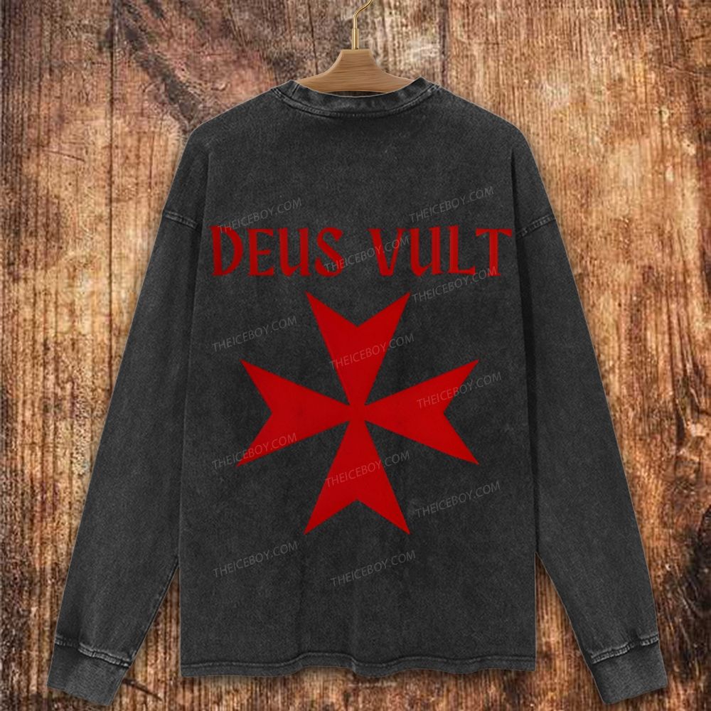 Deus Vult christian catholic templar knights crusades Christian Washed Sweatshirt