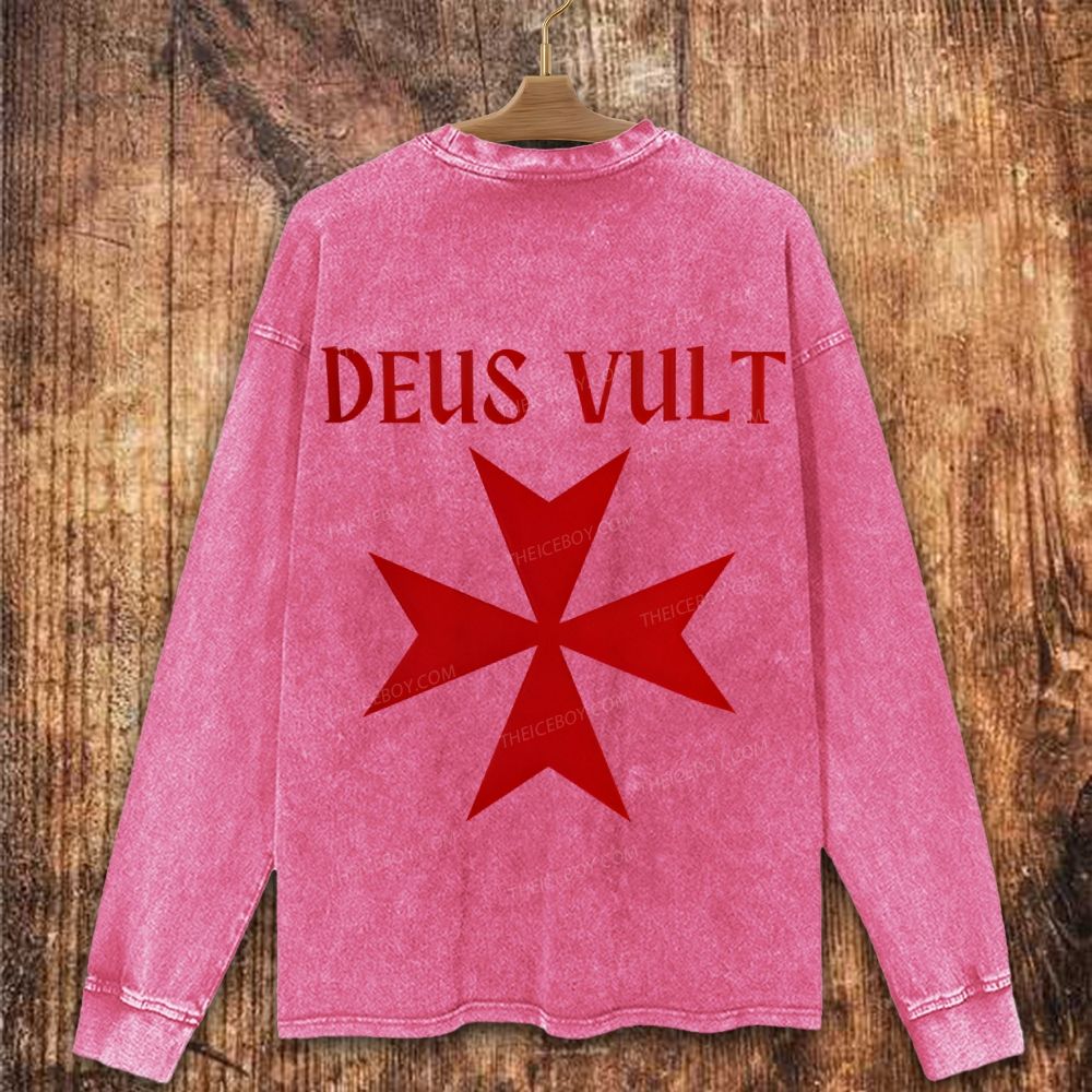 Deus Vult christian catholic templar knights crusades Christian Washed Sweatshirt