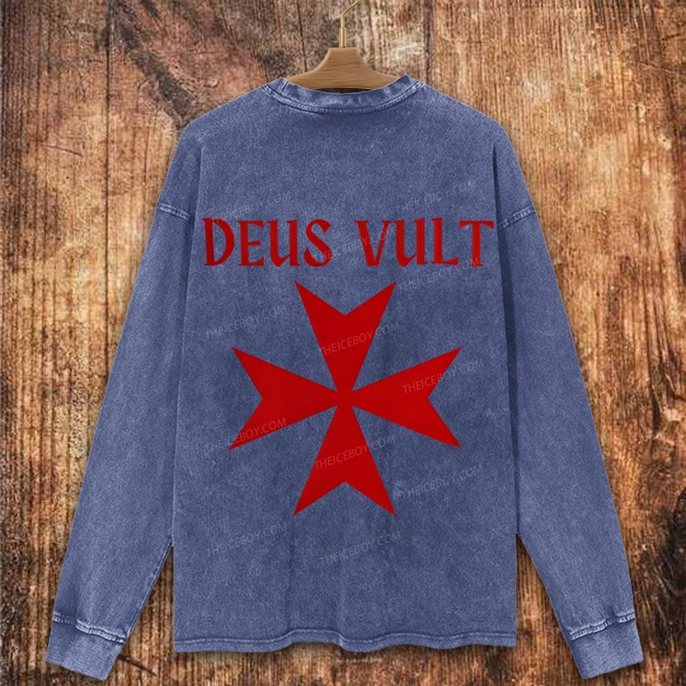 Deus Vult christian catholic templar knights crusades Christian Washed Sweatshirt