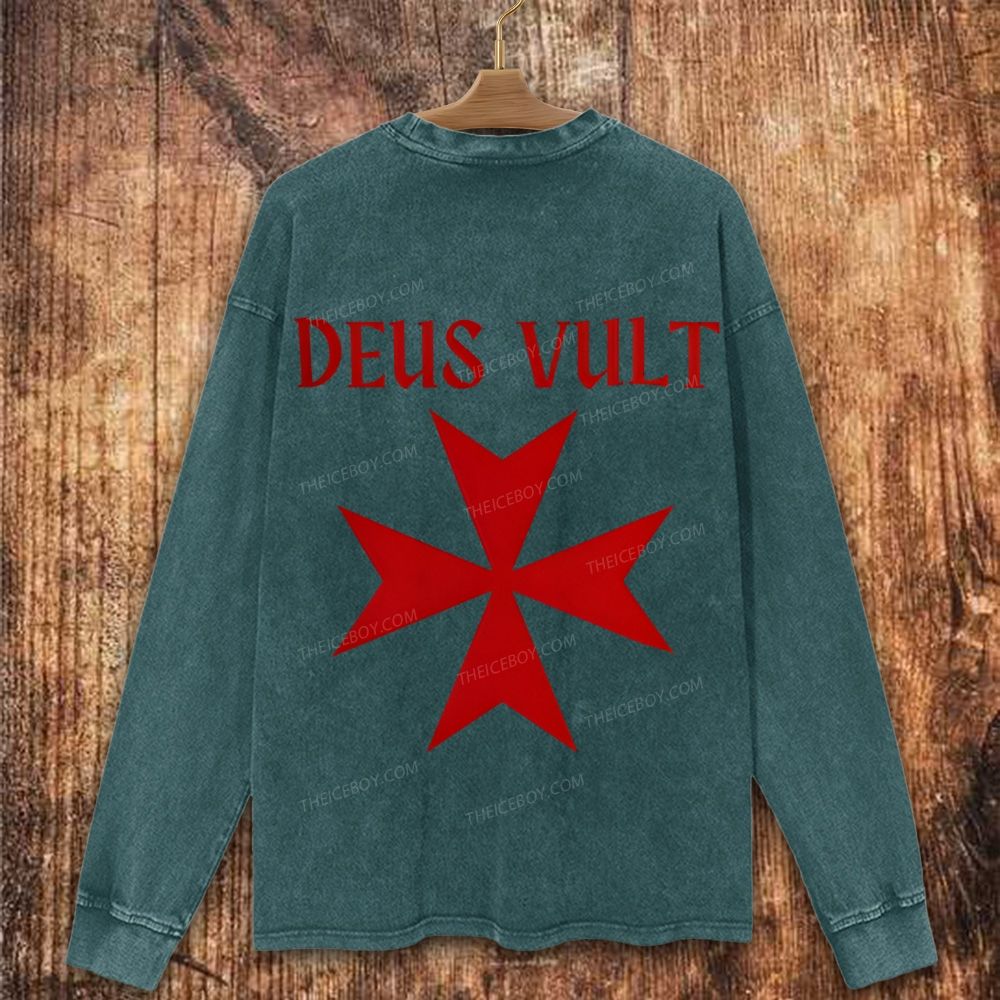 Deus Vult christian catholic templar knights crusades Christian Washed Sweatshirt