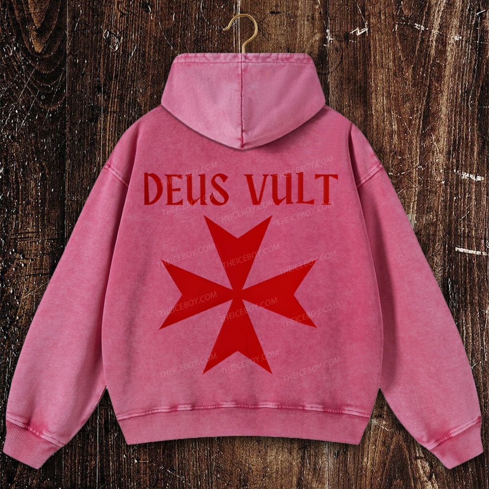 Deus Vult christian catholic templar knights crusades Christian Washed Hoodie