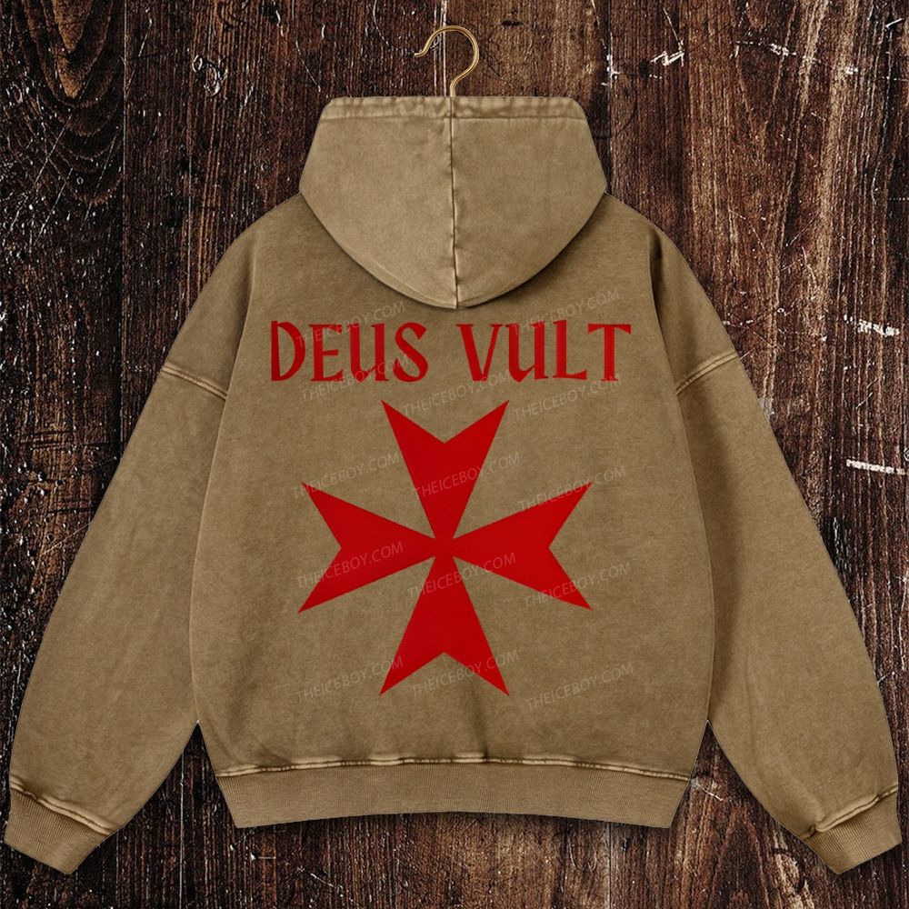 Deus Vult christian catholic templar knights crusades Christian Washed Hoodie