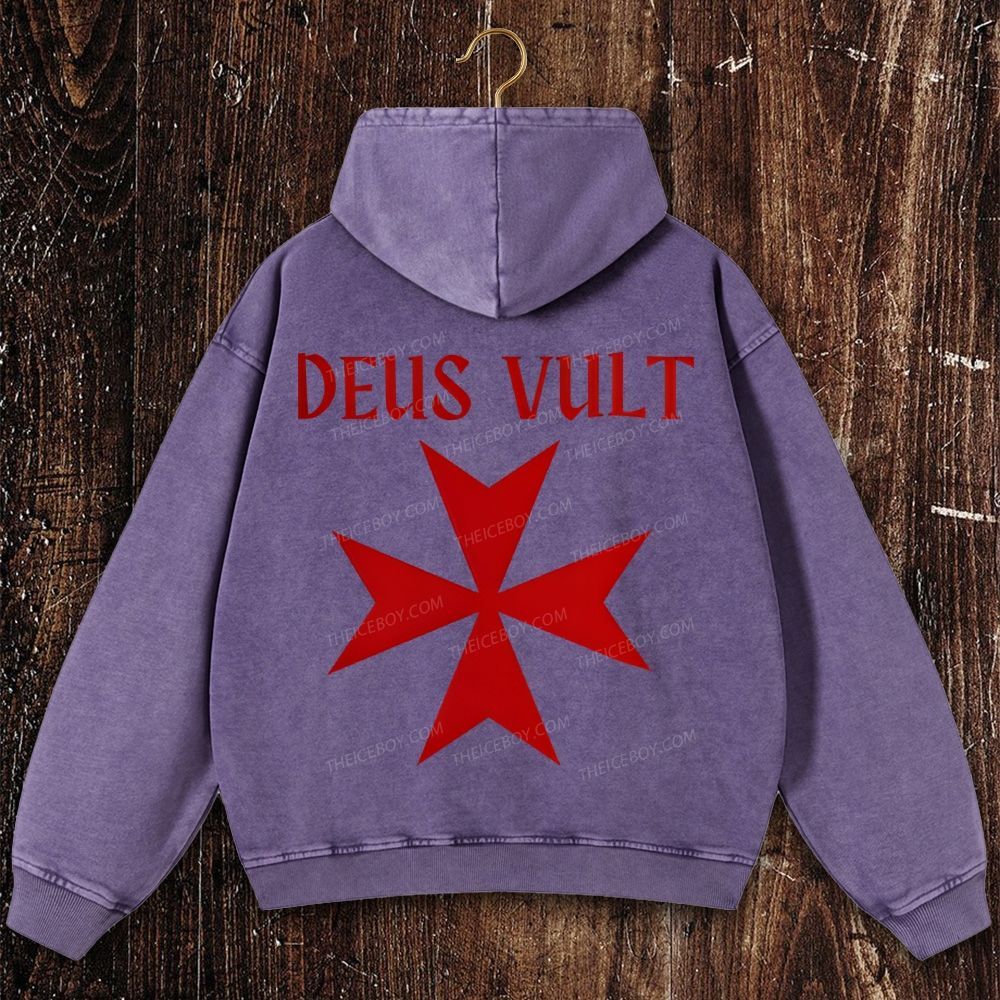 Deus Vult christian catholic templar knights crusades Christian Washed Hoodie