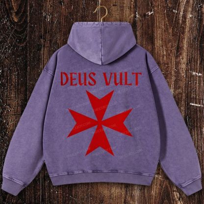 Deus Vult christian catholic templar knights crusades Christian Washed Hoodie