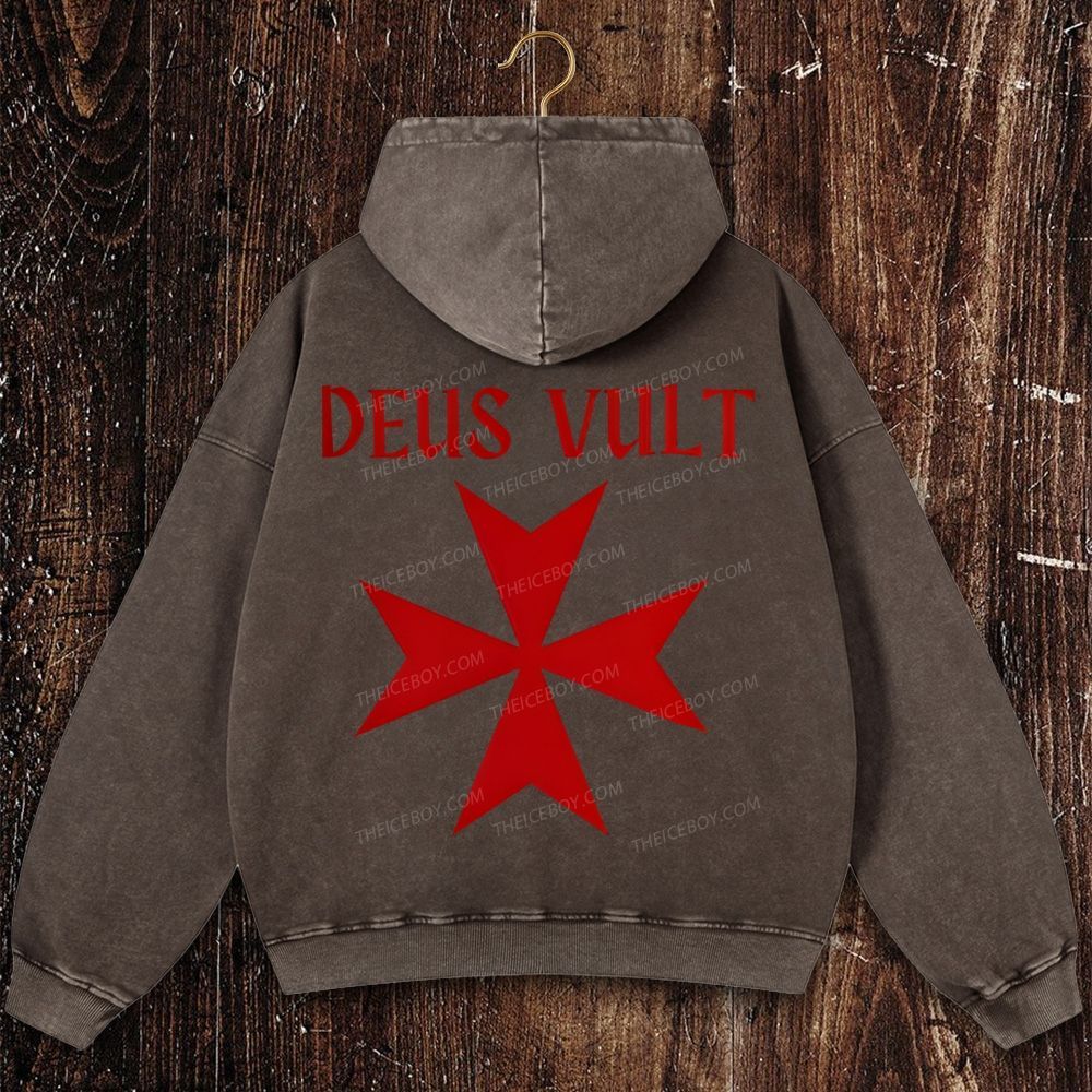 Deus Vult christian catholic templar knights crusades Christian Washed Hoodie