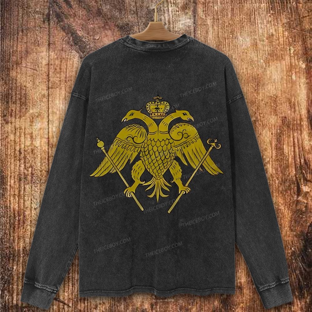 Double-headed eagle symbol Christian Washed Sweatshirt