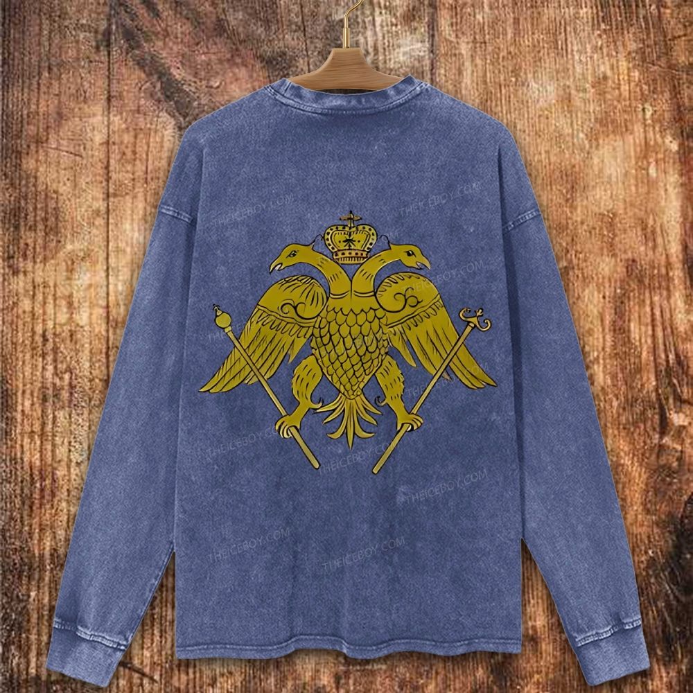 Double-headed eagle symbol Christian Washed Sweatshirt