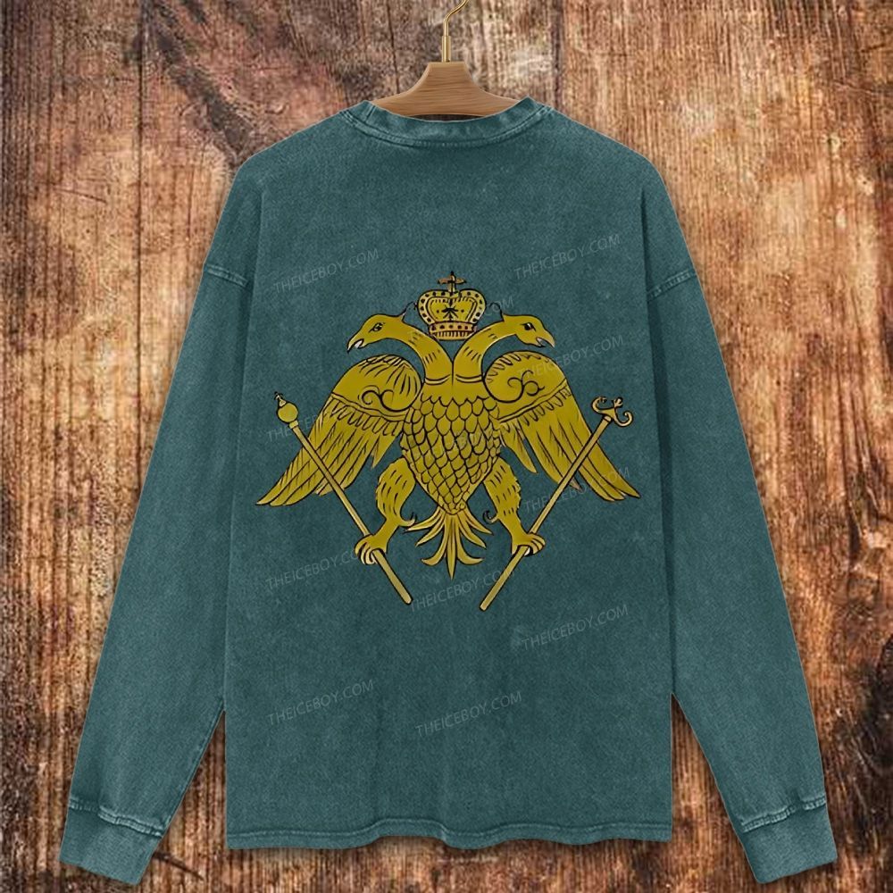 Double-headed eagle symbol Christian Washed Sweatshirt