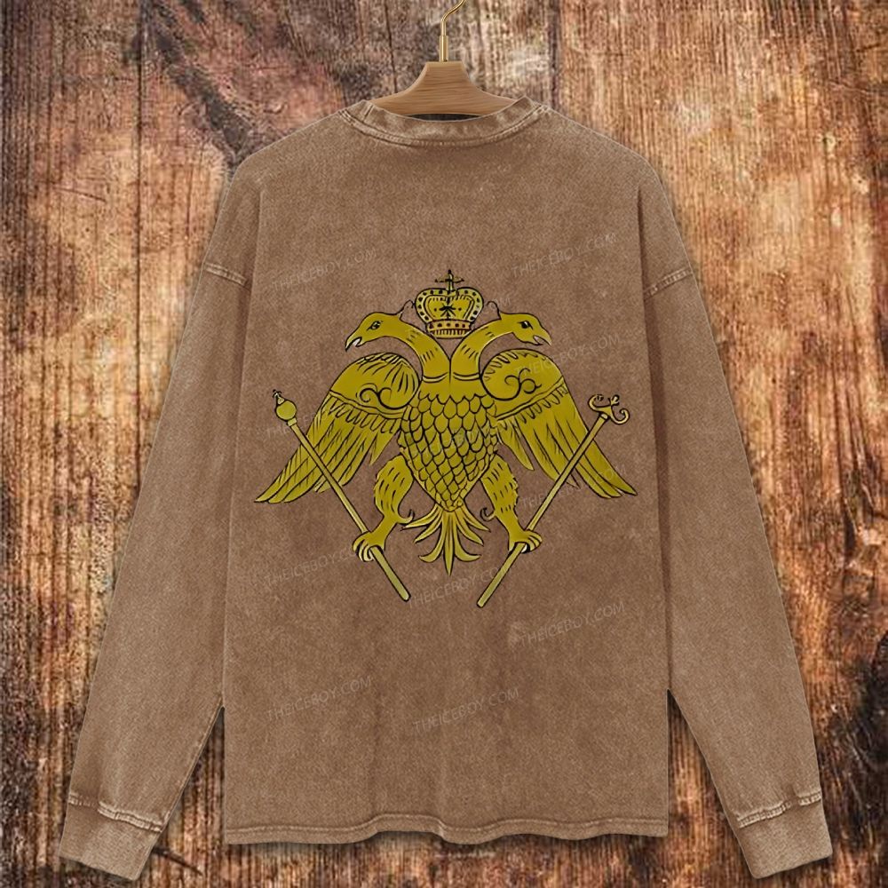 Double-headed eagle symbol Christian Washed Sweatshirt