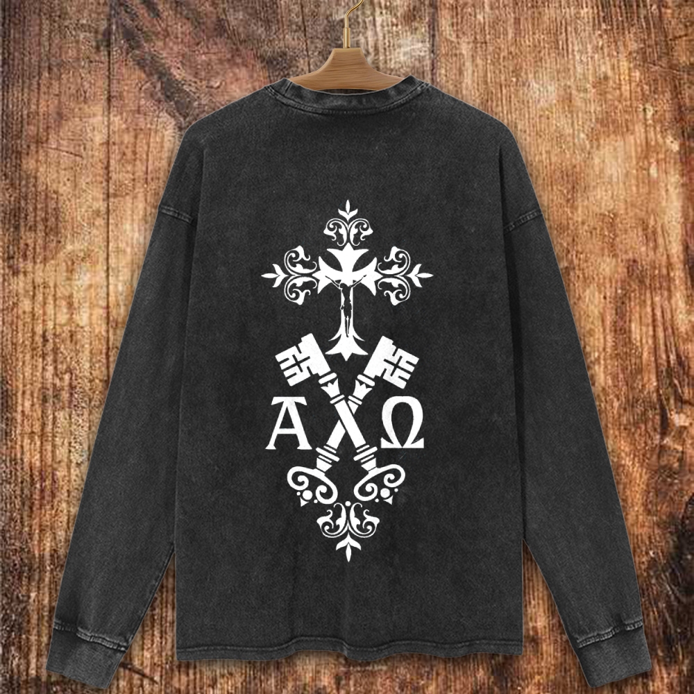 A Ω  Christian Washed Sweatshirt
